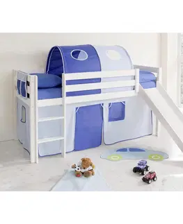 Vyvýšené detské postele Posteľ s priestorom na hru Manuel Záves Modrý-Tmavomodrý