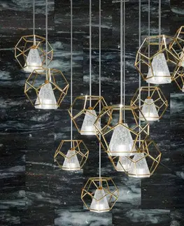 Závesné svietidlá Marchetti Závesná lampa Incanto, zlato 24 kt, 5-plameňová