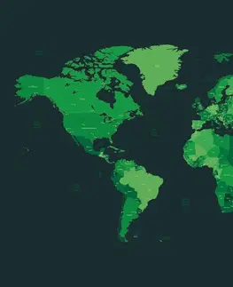 Tapety mapy Tapeta detailná mapa sveta v zelenej farbe