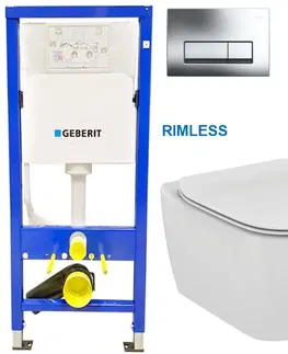 Kúpeľňa GEBERIT DuofixBasic s chrómovým tlačidlom DELTA51 + WC Ideal Standard Tesi se sedlem RIMLESS 458.103.00.1 51CR TE2