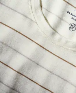turistic Pánske trekingové tričko Travel 500 s krátkym rukávom z vlny merino biele