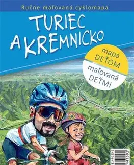 Voda, lyže, cyklo Turiec a Kremnicko - ručne maľovaná cyklomapa