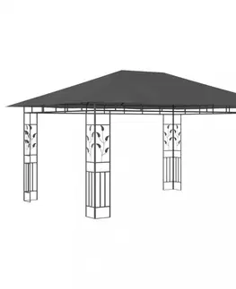 Záhradné altány Záhradný altánok s moskytiérou a LED reťazami 4x3 m Dekorhome Sivohnedá taupe