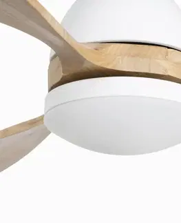 Stropné ventilátory so svetlom FARO BARCELONA Ventilátor Poros, LED svietidlo biela/drevo svetlá