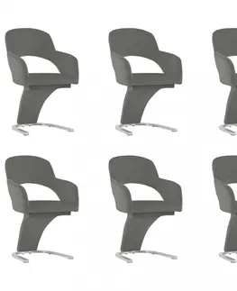 Jedálenské stoličky a kreslá Jedálenská stolička 6 ks zamat / chróm Dekorhome Vínová