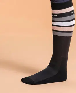 ponožky Jazdecké podkolienky SKS100 čierne s pruhmi