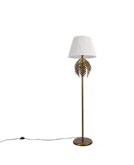 Stojace lampy Vintage stojaca lampa zlatá so skladaným odtieňom biela 45 cm - Botanica