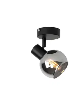 Nastenne lampy Smart spot čierny s dymovým sklom vrátane WiFi P45 - Vidro