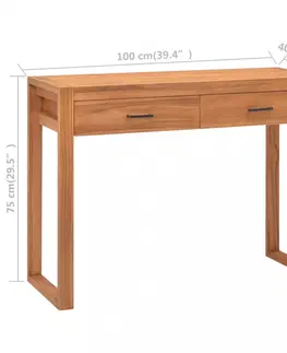 Pracovné stoly Písací stôl s 2 zásuvkami teak Dekorhome 140 cm