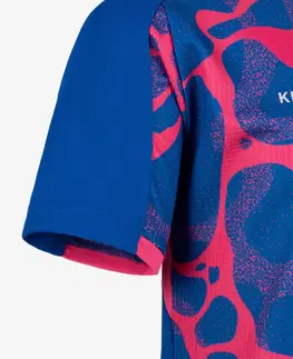 dresy Detský futbalový dres Aqua s krátkym rukávom modro-ružový