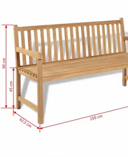 Záhradné lavice Záhradná lavička 150 cm z teakového dreva