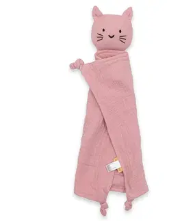 Plyšové hračky NEW BABY - Mušelínový usínáčik Cat  pink
