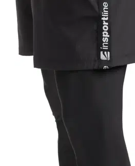 Pánske klasické nohavice Pánske legíny 2v1 inSPORTline Closefit predĺžená - čierna - XXL
