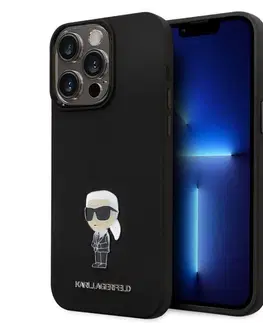 Puzdrá na mobilné telefóny Zadný kryt Karl Lagerfeld Liquid Silicone Metal Ikonik pre Apple iPhone 15 Pro Max, čierne 57983116850