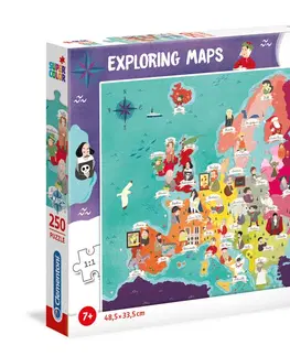 Hračky puzzle CLEMENTONI - Puzzle 250 dielikov Mapa - Európa: osobnosti