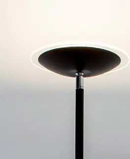 Stojacie lampy Lindby LED stojacia lampa osvetľujúca strop Malea, čierna