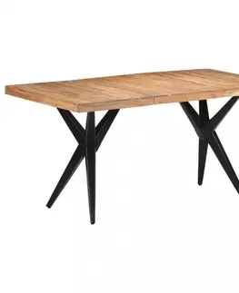 Jedálenské stoly Jedálenský stôl masívne drevo / oceľ Dekorhome 160x80x76 cm