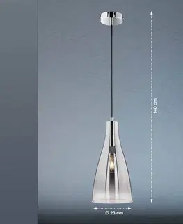 Závesné svietidlá FISCHER & HONSEL Závesná lampa Zeal, chróm/zrkadlová-číra, Ø 23 cm