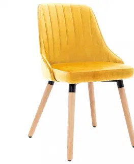 Jedálenské stoličky a kreslá Jedálenská stolička 2 ks zamat / buk Dekorhome Žltá
