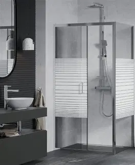 Sprchovacie kúty MEXEN/S - APIA sprchovací kút 125x100, dekor - pruhy, chróm 840-125-100-01-20