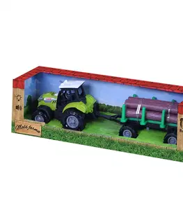Hračky - dopravné stroje a traktory RAPPA - Traktor so zvukom a svetlom s vlečkou na drevo
