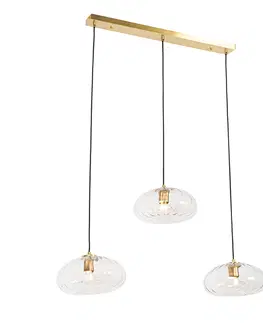Zavesne lampy Závesná lampa zlatá so skleneným podlhovastým 3-svetlom - Ayesha