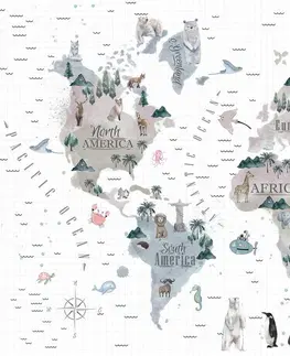 Tapety mapy Tapeta minimalistická mapa so zvieratkami