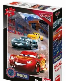 Od 100 dielikov Dino Toys Puzzle Cars 3: Víťazné kolo 100 XL neon Dino