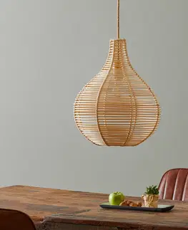 Závesné svietidlá Viokef Závesná lampa Bolita z dreva, Ø 42 cm