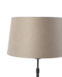 Stolove lampy Stolová lampa čierna s ľanovým tienidlom taupe nastaviteľná 35 cm - Parte