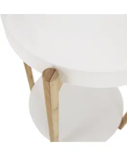 Konferenčné stolíky KONDELA Kabra príručný stolík s odnímateľnou táckou biela / prírodná