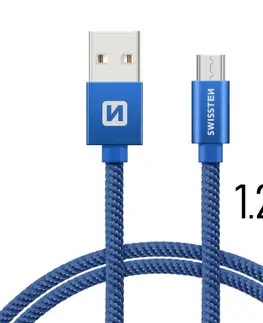 Dáta príslušenstvo Dátový kábel Swissten textilný s Micro-USB konektorom a podporou rýchlonabíjania, Blue 71522208