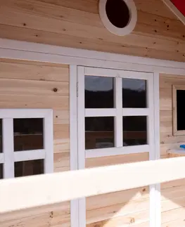 Záhradné altány Drevený záhradný domček so šmykľavkou, pieskoviskom a lezeckou stenou, OMAH