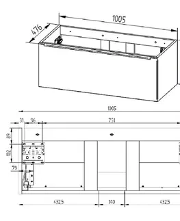 Kúpeľňový nábytok MEREO - Mailo, kúpeľňová skrinka s keramickým umývadlom 101 cm, biela CN517