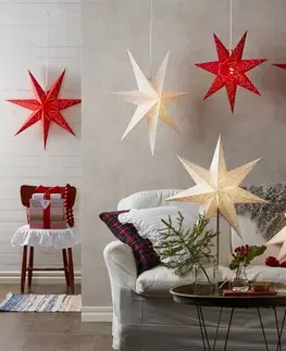 Vianočné svetelné hviezdy STAR TRADING Stojacia hviezda Sensy, výška 78 cm, biela