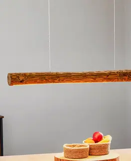 Závesné svietidlá Spot-Light Závesné svetlo Lucas, morené borovicové drevo, dĺžka 90 cm