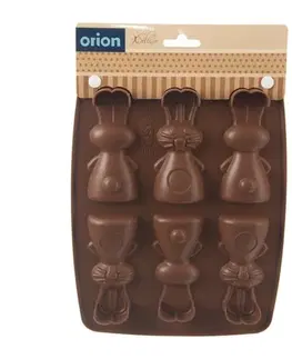 Formy na pečenie Orion Forma silikón čokoláda zajačikovia 6, hnedá