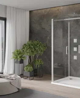 Vane MEXEN/S - OMEGA sprchovací kút 3-stenný 100x100, transparent, chróm + vanička vrátane sifónu 825-100-100-01-00-3s-4010