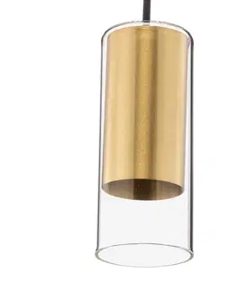Závesné svietidlá Euluna Závesné svietidlo Cylinder, číra/mosadzná, 15 cm