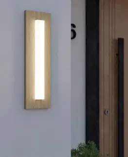 Vonkajšie nástenné svietidlá EGLO Vonkajšie LED svietidlo Bitetto drevený vzhľad