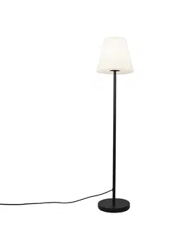 Vonkajsie osvetlenie Vonkajšia stojaca lampa čierna s bielym tienidlom 35 cm IP65 - Virginia