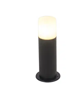 Vonkajsie osvetlenie Stojaca vonkajšia lampa čierna s opálovým tienidlom biela 30 cm IP44 - Odense