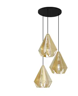Zavesne lampy Industriálne závesné svietidlo zlaté so sieťovinou 3-svetlo - Carcass