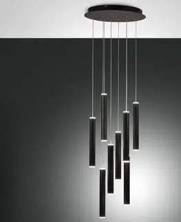 Závesné svietidlá Fabas Luce Závesné LED svietidlo Prado, stmievateľné, čierna