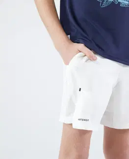 bedminton Chlapčenské šortky Dry na tenis biele