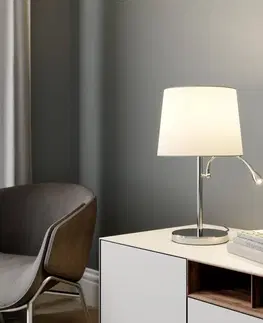 Stolové lampy Lindby Látková stolová lampa Benjiro, s LED na čítanie