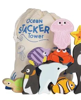 Drevené hračky LE TOY VAN Drevené stohovacie Zvieratá z oceánu