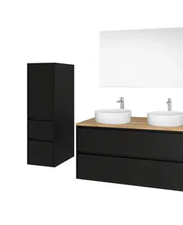Kúpeľňový nábytok MEREO - Opto, kúpeľňová skrinka s keramickým umývadlom 121 cm, čierna CN943