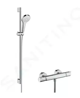 Sprchy a sprchové panely HANSGROHE HANSGROHE - Croma Select S Sprchový set Vario s termostatom, 3 prúdy, sprchová tyč 900 mm, biela/chróm 27014400