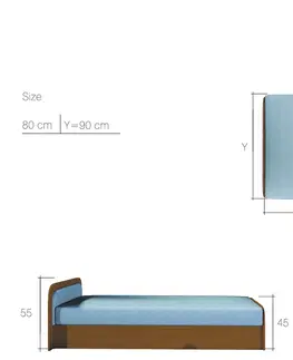 Postele NABBI Pinerolo 80 P jednolôžková posteľ (váľanda) s úložným priestorom svetlosivá